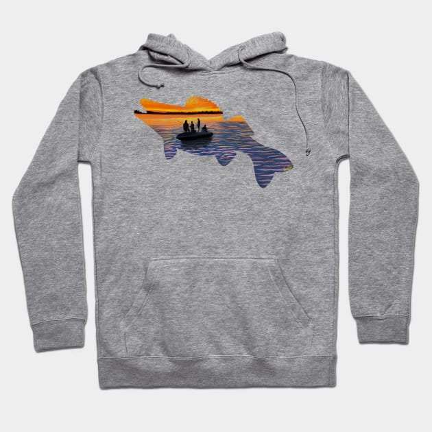 Sunset Fishing Walleye Silhouette Hoodie by EcoElsa